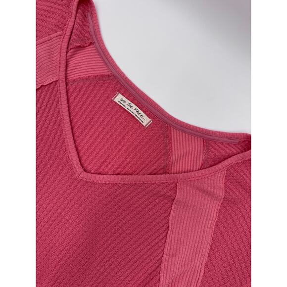 We The Free Waffle Knit Pink Long Sleeve Blouse - Picture 2 of 2